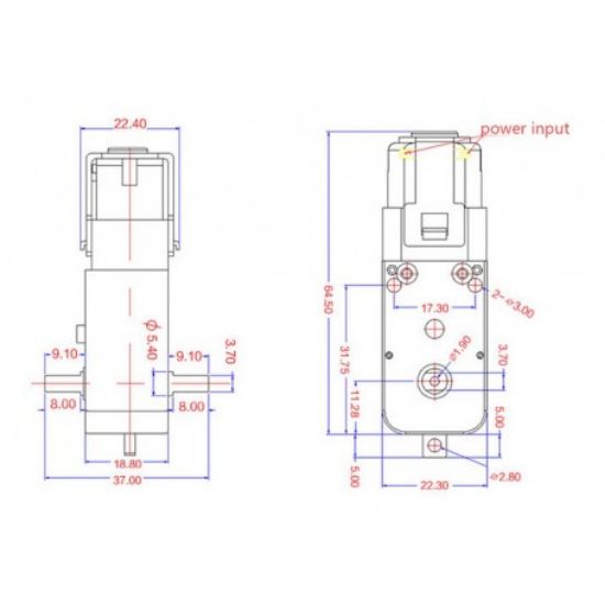 تصویر  موتور گیربکس پلاستیکی دو طرفه Y1:48 250RPM