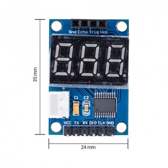 تصویر  برد راه انداز ماژول اولتراسونیک SR04 با نمایشگر سون سگمنت